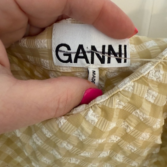New! GANNI Gingham Check-Print Ruffled Minidress 45247 - Picture 10 of 16